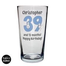 Personalised Purple Ronnie Big Age Male Straight Sided Pint Glass